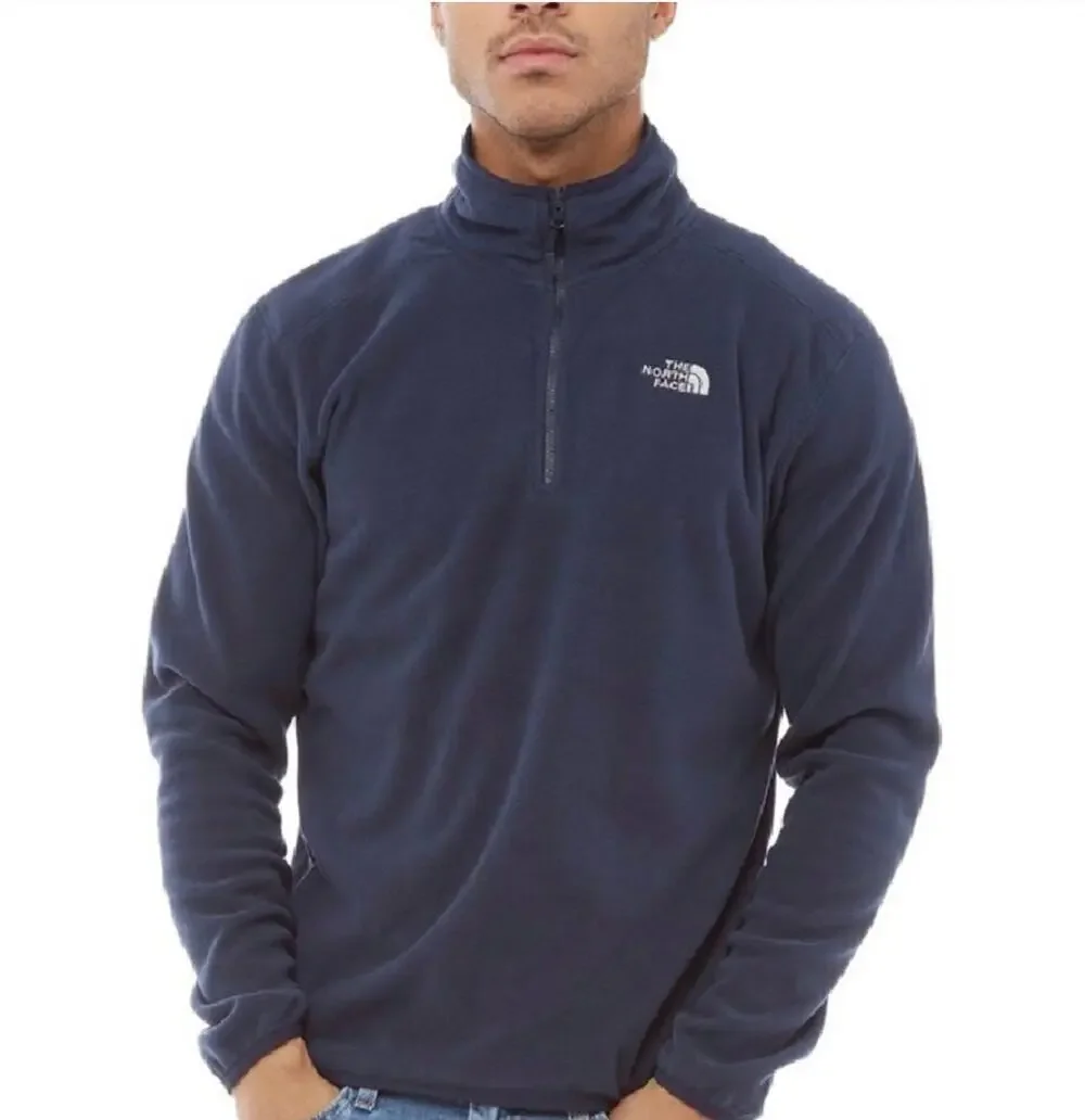 The North Face TKA 100 Quarter Zip Fleece Pullover Navy Blue Mens Size M